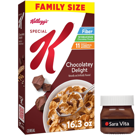 Kellogg's Special K Chocolatey Delight Breakfast Cereal, Good Source of Fiber, Family Size, 16.3 oz