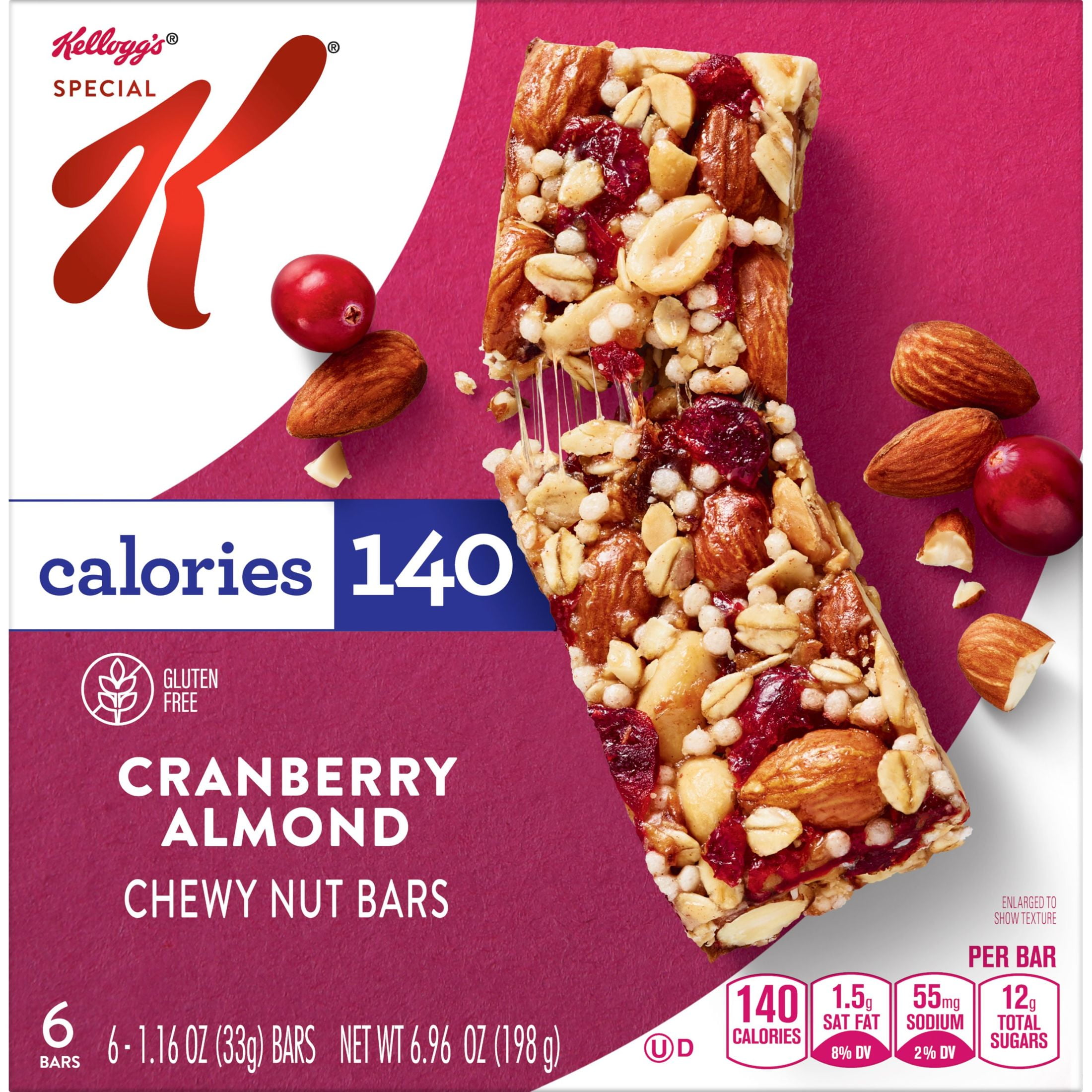 Kellogg's Special K Cranberry Almond Chewy Nut Bars, GlutenFree, Ready