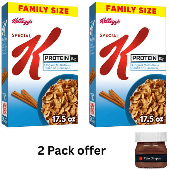Kellogg's Special K Protein Breakfast Cereal, Protein Cereal, Family Breakfast, Family Size, Original Multi-Grain Touch of Cinnamon, 17.5oz Box (1 Box)