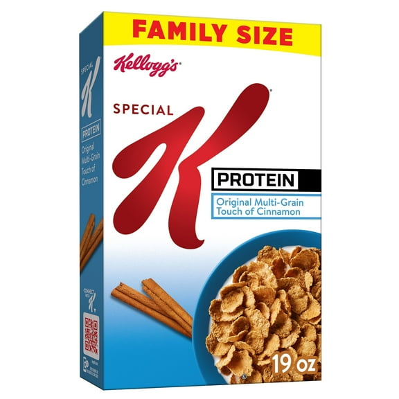 Kellogg's Special K Protein Cold Breakfast Cereal, 10g Protein, 11 Vitamins and Minerals, Family Size, Original Multi-Grain Touch of Cinnamon, 19oz Box (1 Box)