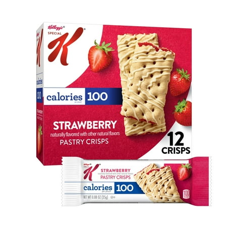 Special K Bar Strawberry Chewy Pastry Crisps, 100 Calorie Snacks, 5.28 oz, 12 Count