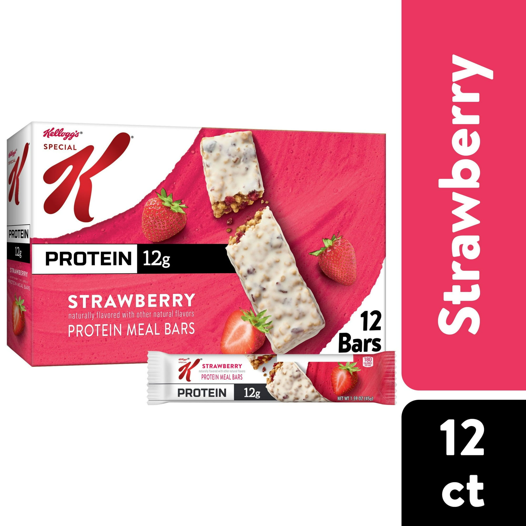 Kellogg’s Special K Strawberry Chewy Protein Meal Bars, Ready-to-Eat, 19 oz, 12 Count