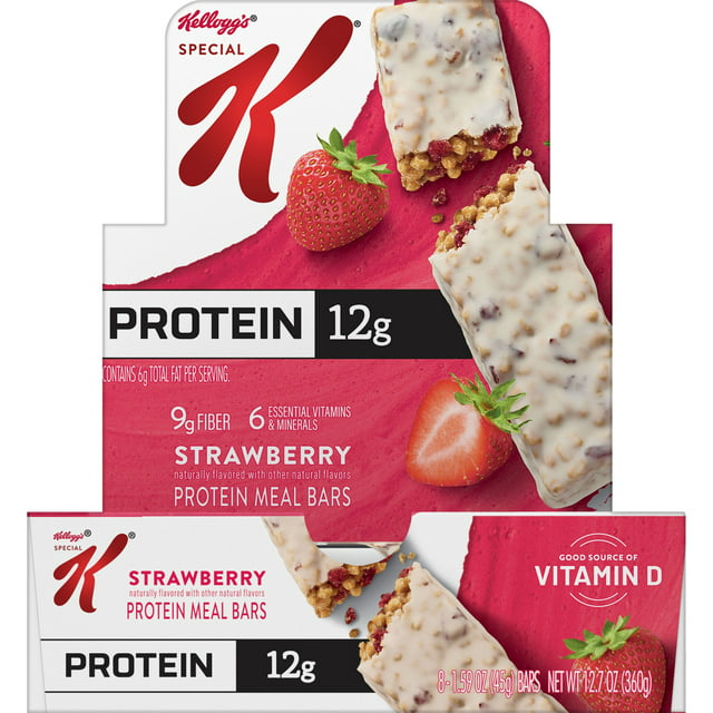 Kellogg's Special K Strawberry Chewy Protein Meal Bars, Ready-to-Eat, Meal Replacement, 12.7 oz, 8 Count