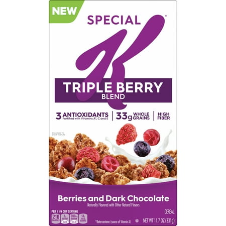 Kellogg's Special K Triple Berry Blend Cereal, Berries and Dark Chocolate, 11.7 oz Box