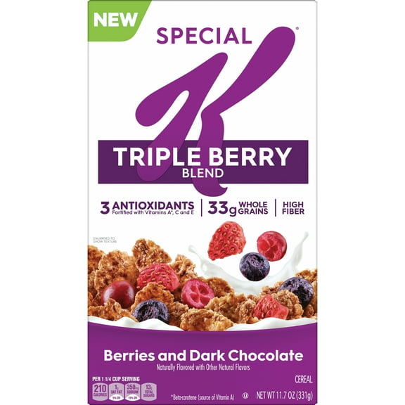 Kellogg's Special K Triple Berry Blend Cereal, Berries and Dark Chocolate, 11.7 oz Box