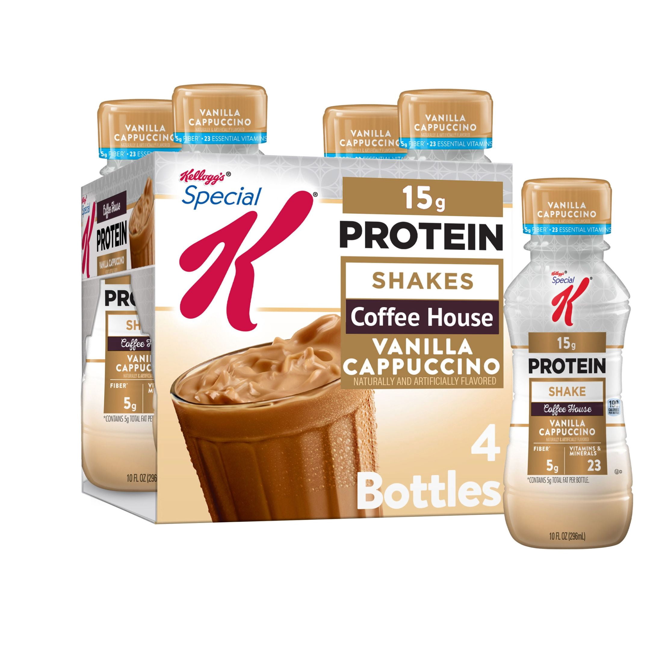 Kellogg's Special K Vanilla Cappuccino Protein Shakes, Gluten Free, 40 oz, 4 Count