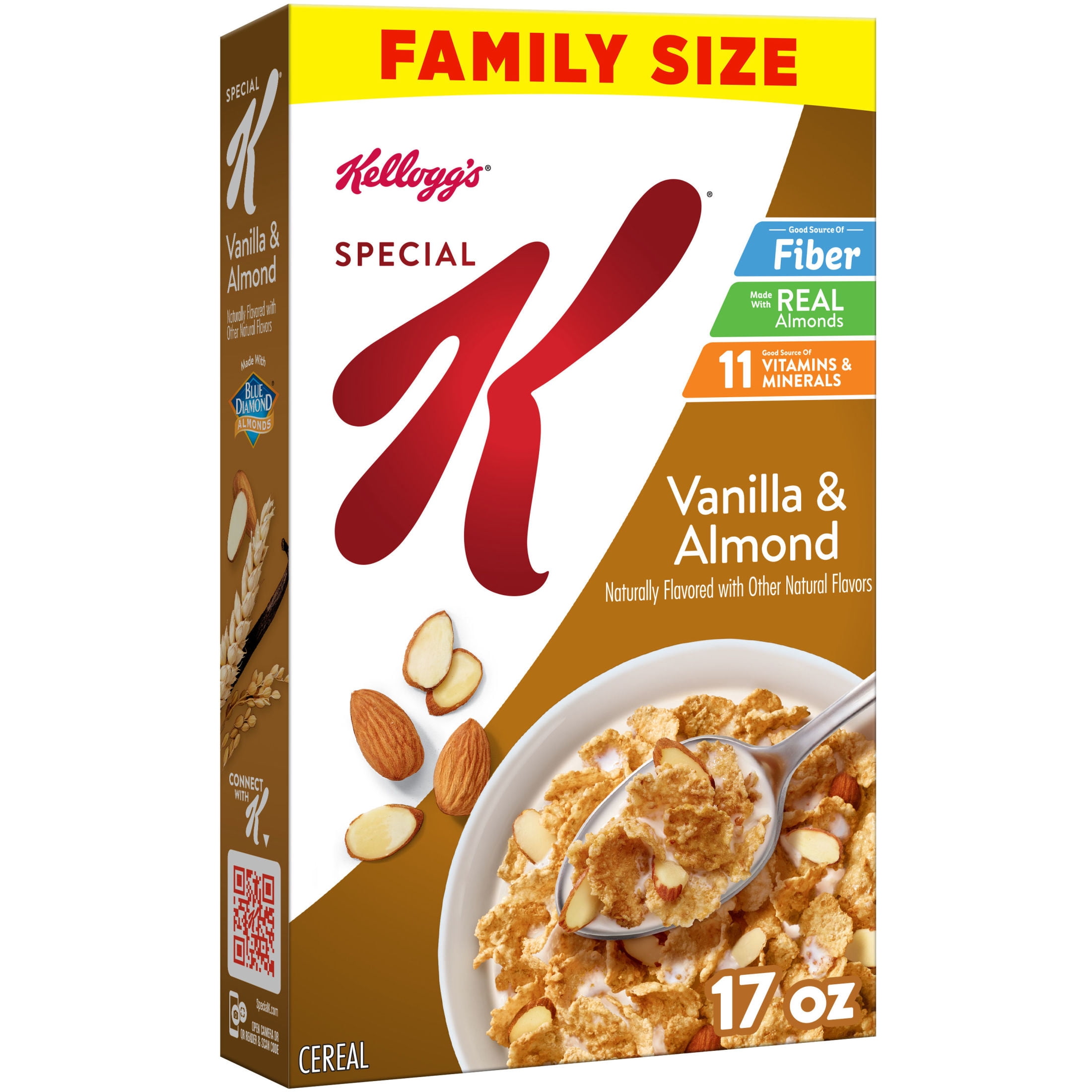 Kellogg's Special K Vanilla and Almond Breakfast Cereal, Good Source of Fiber, Family Size, 17  oz