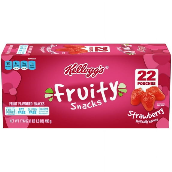 Kellogg's Strawberry Fruity Snacks, 17.6 Oz, 22 Count