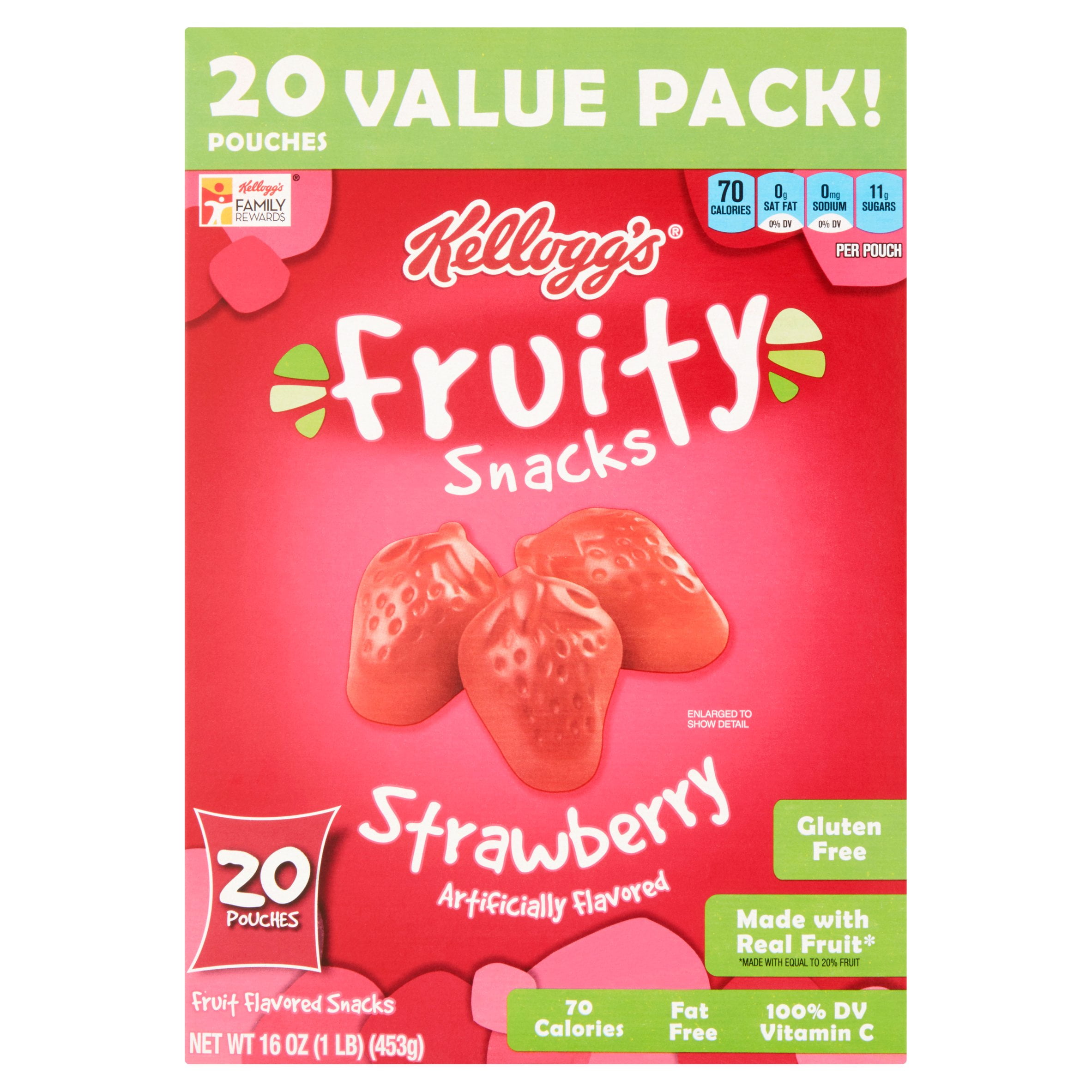 Kellogg's Strawberry Fruity Snacks Fruit Flavored Snacks Value Pack, 16