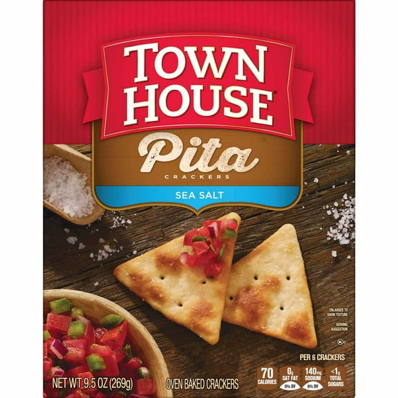 Kellogg's Town House Pita Crackers - Sea Salt - 9.5 oz Packaging May Vary (Pack of 2)