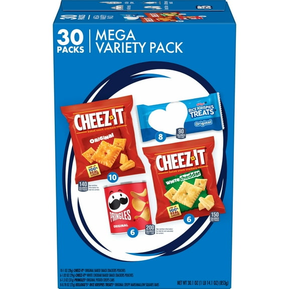 Cheez-It, Pringles & Rice Krispies Variety Pack Lunch Snacks, 30.1 oz, 30 Count