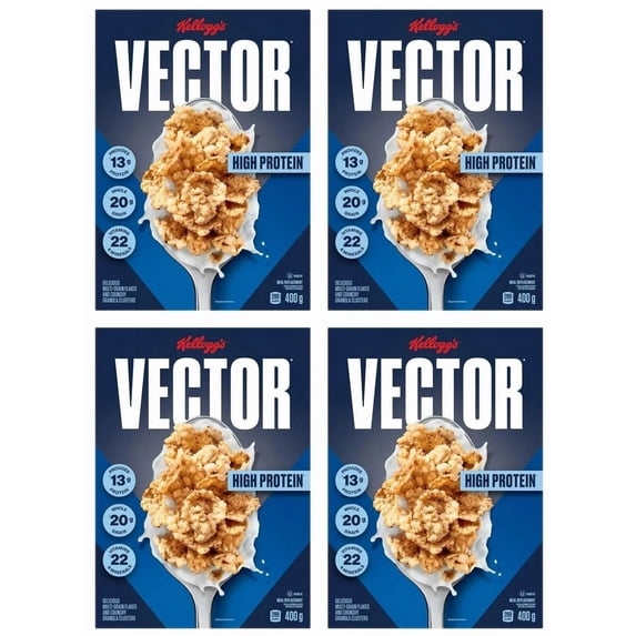 Kellogg's Vector Protein Breakfast Cereal, 400g (4 Pack)