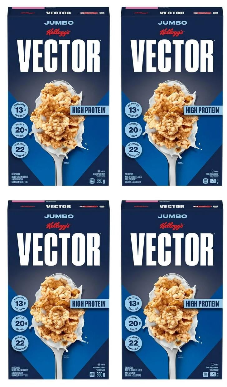 Kellogg's Vector Protein Breakfast Cereal, Jumbo, 850g (4 Pack)