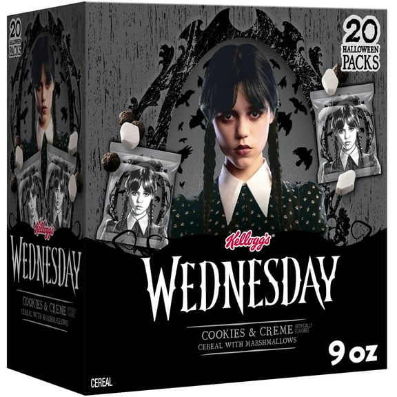 Kellogg's Wednesday Cereal Pouches, Kids Snacks, Lunch Snacks, Cookies and Creme with Marshmallows, 9oz Box (20 Pouches)