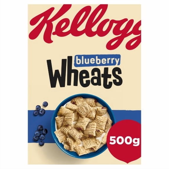 Kellogg's Wheats Blueberry Breakfast Cereal 500g, British Import (Pack of 3)