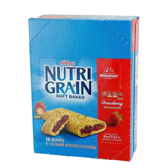 KELLOGGS 35945 Nutri-Grain Cereal Bars, Strawberry, Indv Wrapped 1.3Oz Bar, 16/Box