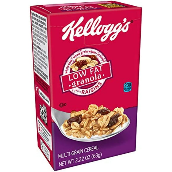 Kelloggs Low Fat Granola Cereal, With Raisins, 2.22Oz (70 Count)
