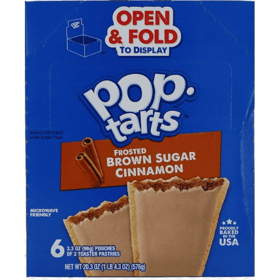 Kelloggs Pop Tart, Brown Sugar Cinnamon, Count 6 (3.3 oz) - Granola/Cereal/Oat/Brkfast Bar / Grab Varieties & Flavors