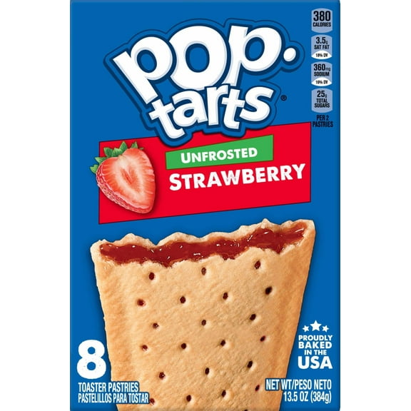 Kelloggs Pop Tarts Unfrosted Strawberry Toaster Pastries, 13.5 oz, 8 Count