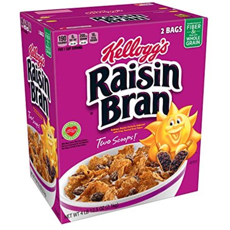 Kelloggs Raisin Bran, Breakfast Cereal, Original, Excellent Source Of Fiber, 76.5 Oz Box (2 Bags)
