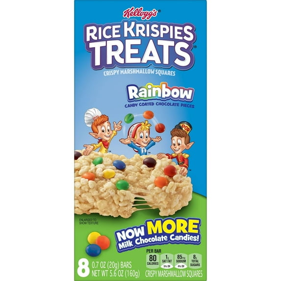 Kelloggs Rice Krispies Treats Rainbow with Candy Coated Chocolate Pieces, 5.6 oz, 8 Bars