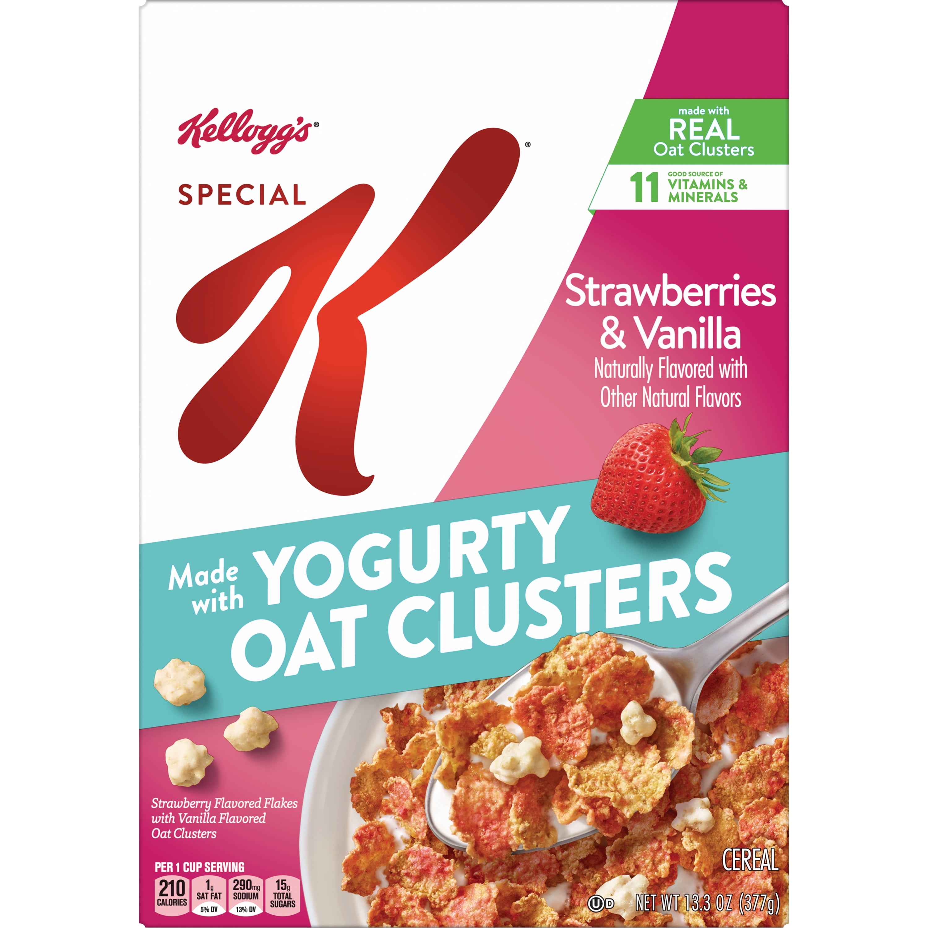 Kelloggs Special K Strawberry and Vanilla Cholesterol Free Cold Breakfast Cereal, 13.3 oz Box