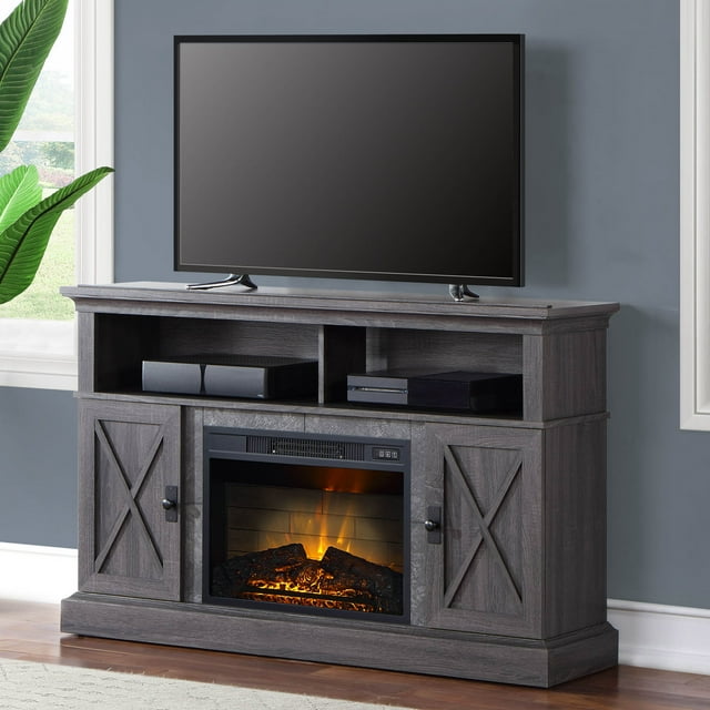Kellum Media Fireplace Console for TVs up to 65”, 54" Stand, Gray
