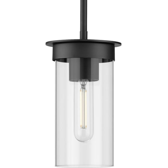 Kellwyn Collection One-Light Matte Black and Clear Glass Transitional Style Hanging Mini-Pendant Light
