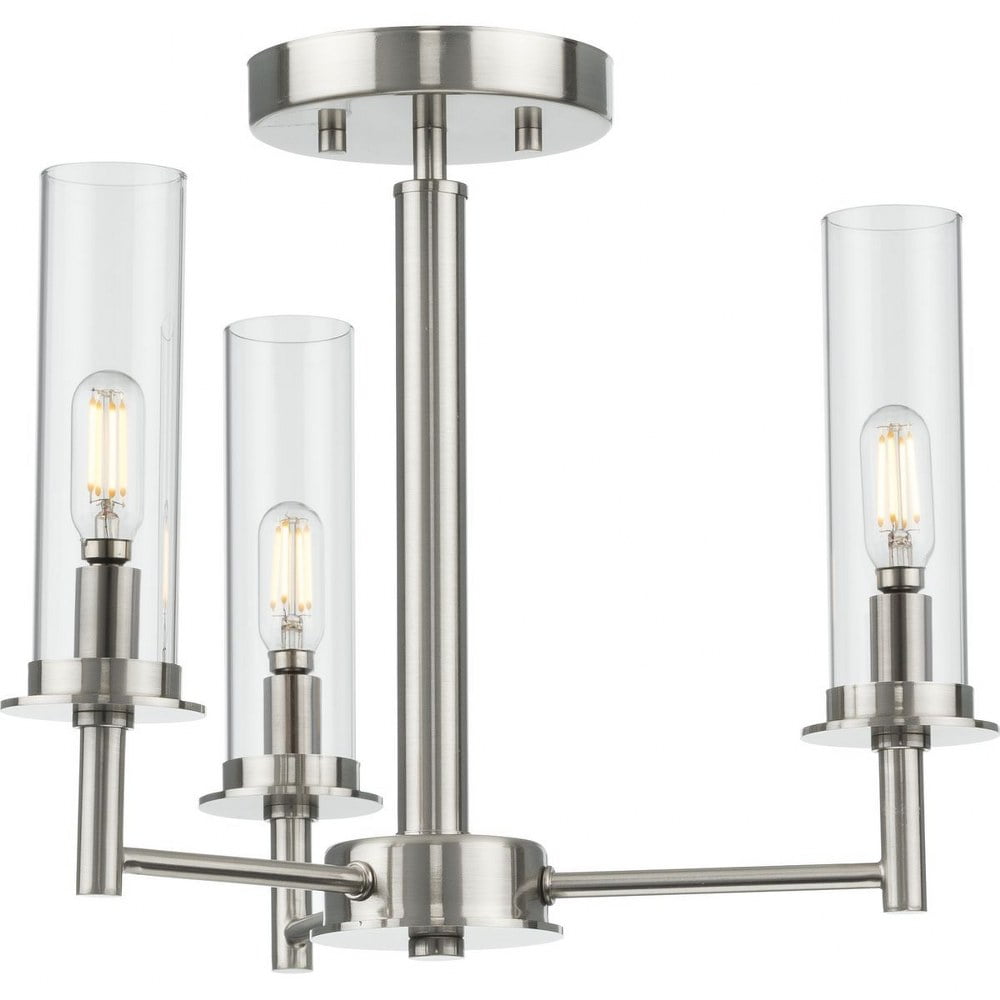 Kellwyn 16" Brushed Nickel Glass Semi-Flush Mount Light