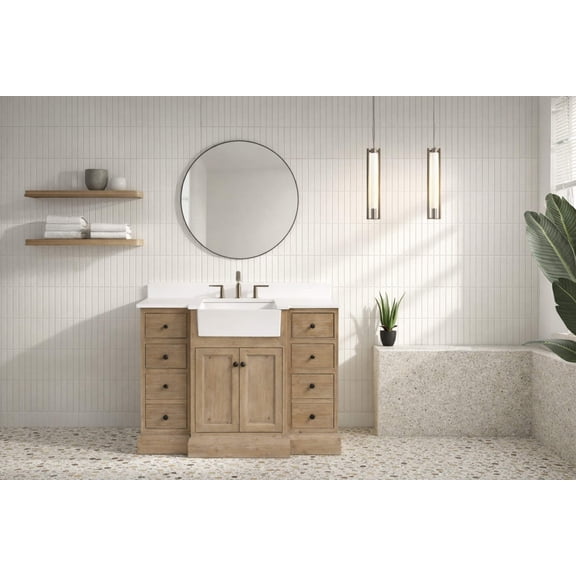 Kelly 48" Bathroom Vanity Weathered Fir - White Engineered Stone Countertop