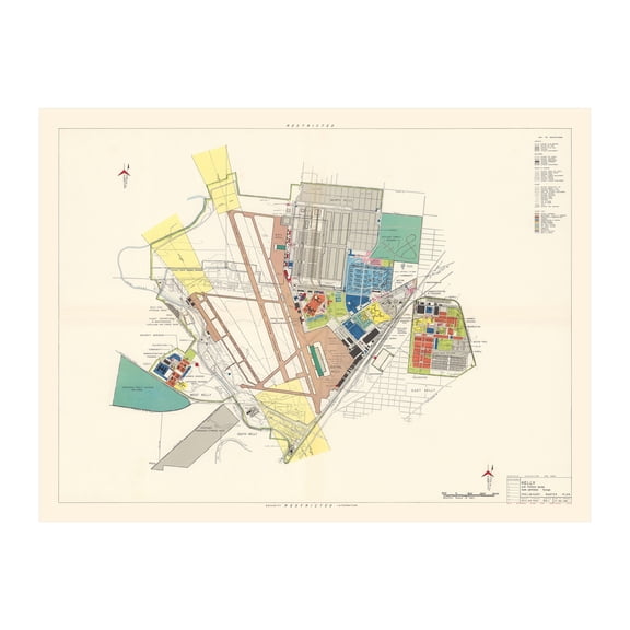 Kelly Air Force Base Art, 1952 Vintage Map of Kelly Air Force Base History Wall Decor Gift, Old Kelly Air Force Base Map - 24" x 18" Unframed Print