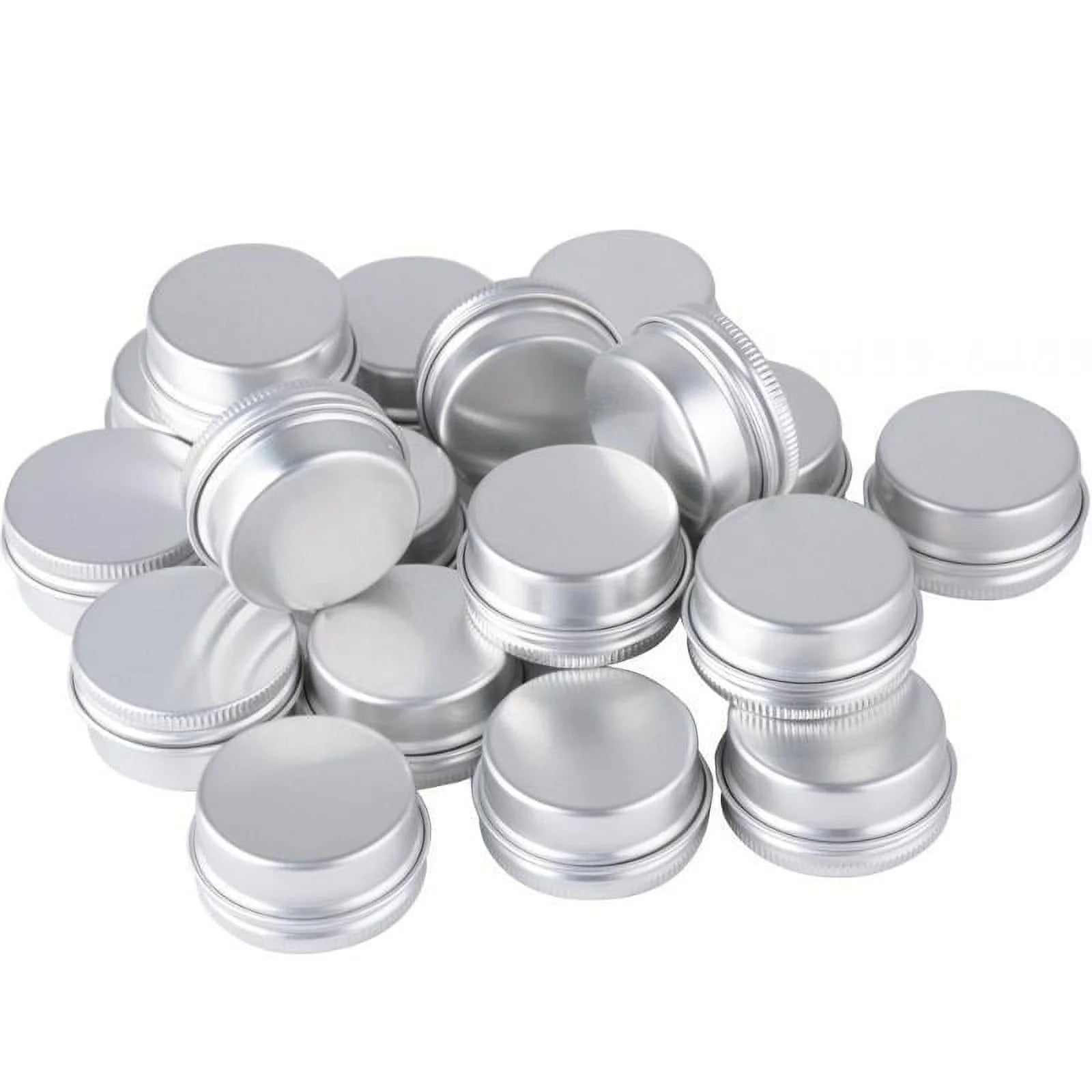 Foraineam 48 Pack 2 Oz Screw Top Round Tin Cans With White Labels, Pink Aluminum Cosmetic Sample Containers, Metal Empty Tins Travel Storage Tin Jars For Lip Balm, Salve, Spice, Candy