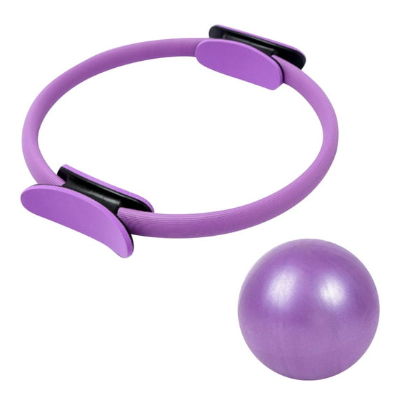 Kelly Bro Pilates Ring and Mini Exercise Ball (2 pcs),Pilates Ring Fitness Circle, Yoga Rings Magic Circle with Dual Padded Handles for Toning Arms