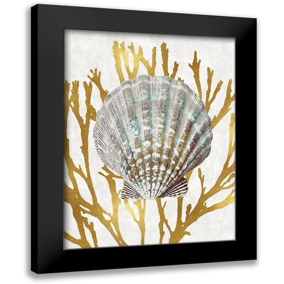 Kelly, Caroline 12x14 Black Modern Framed Museum Art Print Titled - Shell Coral Gold IV