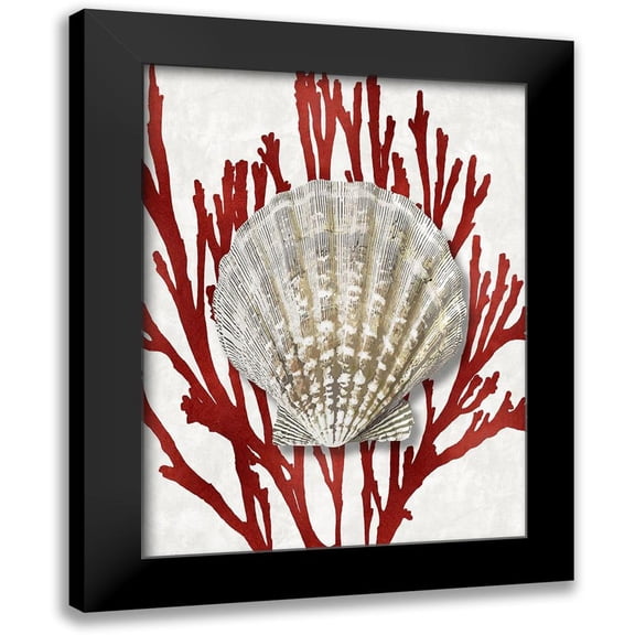Kelly, Caroline 12x14 Black Modern Framed Museum Art Print Titled - Shell Coral Red IV