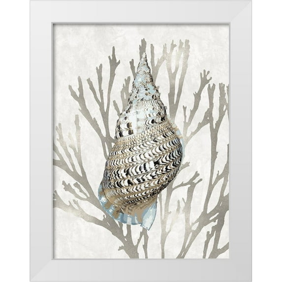 Kelly, Caroline 15x18 White Modern Wood Framed Museum Art Print Titled - Shell Coral Silver I