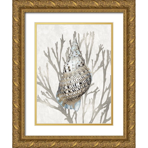 Kelly, Caroline 25x32 Gold Ornate Wood Framed with Double Matting Museum Art Print Titled - Shell Coral Silver I