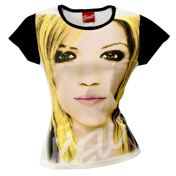 Kelly Clarkson Women's Juniors Face All-Over Short Sleeve T Shirt
