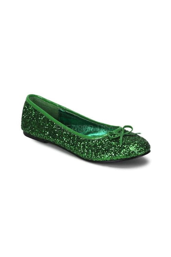 Pleaser USA Star Green Ballet Glitter Flat Costume Shoe Adult 8 Female