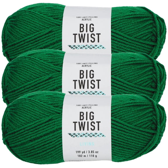 Kelly Green Medium Weight Anti Pilling Acrylic Yarn - 3 Skeins