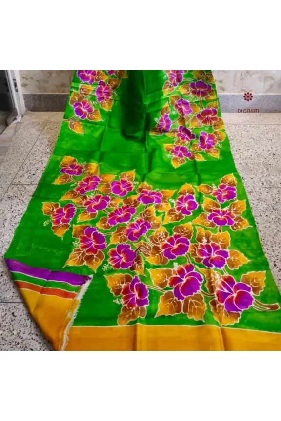 Kelly Green Pure Bishnupuri Silk Saree