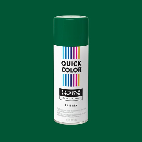 Kelly Green, Quick Color All Purpose Gloss Spray Paint-390615, 10 oz