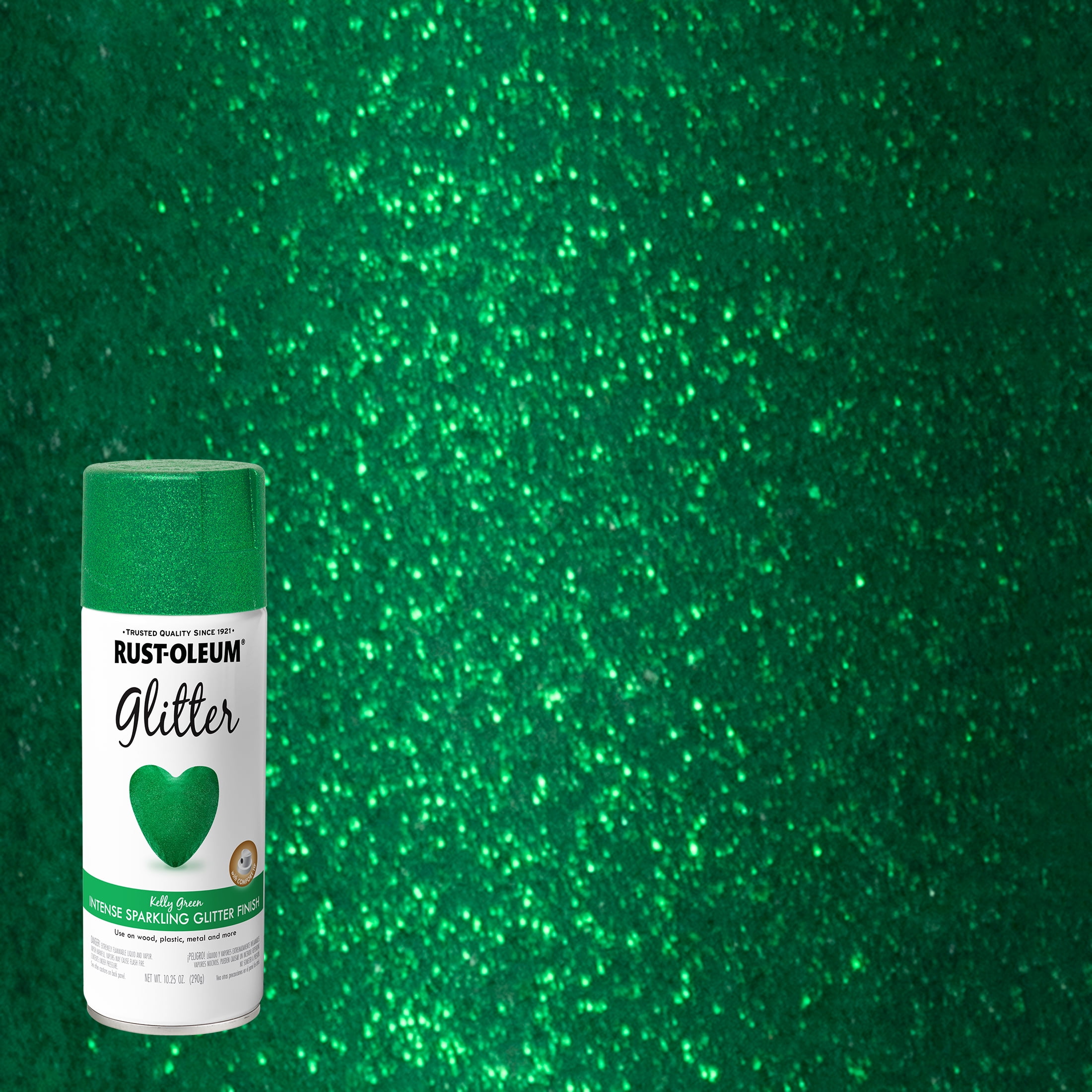 Rust-Oleum 277781 Specialty Glitter Spray Paint Kelly Green Textured 61.5 oz Spray Paint, 6 Pieces 6 Pack
