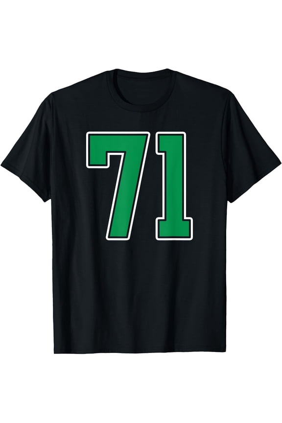 Kelly Green White Number 71 Player Uniform #71 T-Shirt