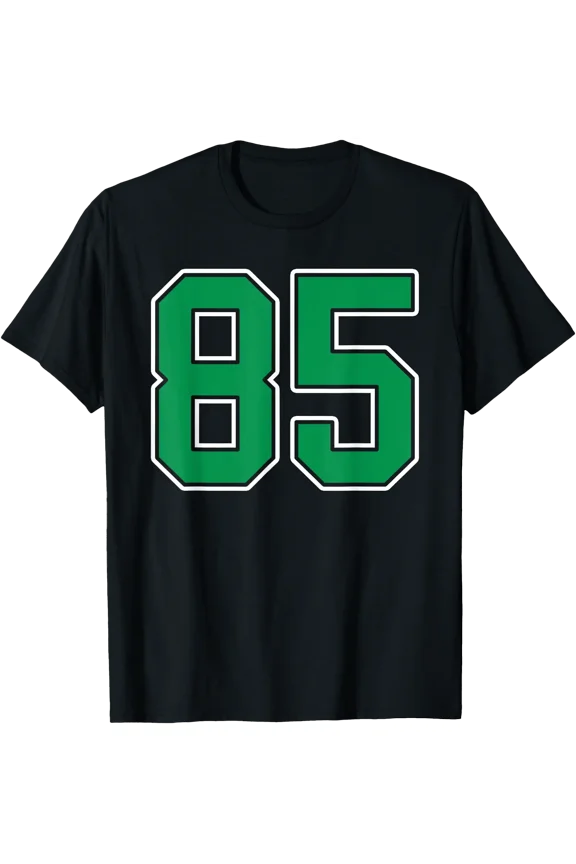Kelly Green White Number 85 Player Uniform #85 T-Shirt