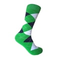 thumbnail image 1 of Kelly Green with Navy and White Color Argyle Mid-calf Dress Casual Socks for Men, 1 of 1