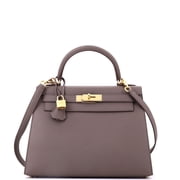 Kelly Handbag Grey Epsom with Gold Hardware 28 By Rebag