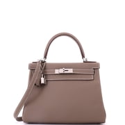 Kelly Handbag Grey Evercolor with Palladium Hardware 28 By Rebag