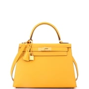 Kelly Handbag Jaune Ambre Epsom with Gold Hardware 28 By Rebag
