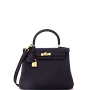 Kelly Handbag Noir Togo with Gold Hardware 25 By Rebag